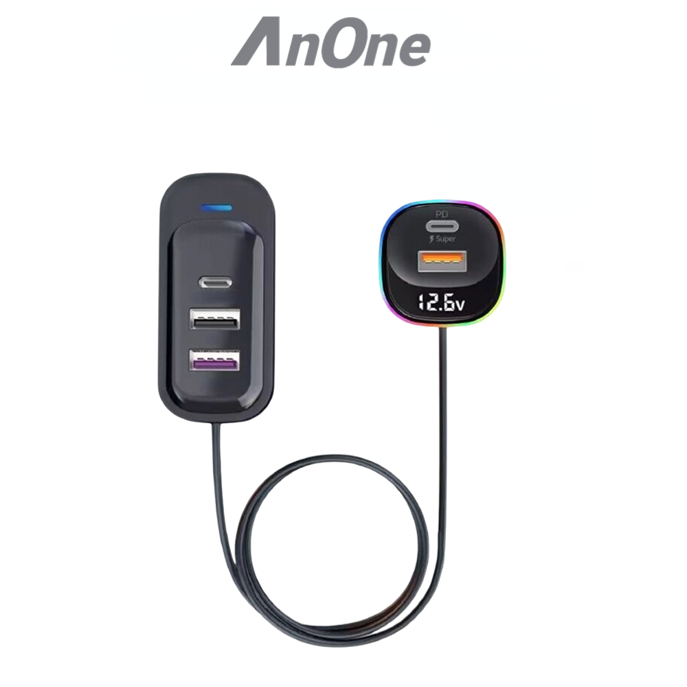 Anone一充五 車用充電器 汽車車充 Type-C+USB-A 車充 雙Type-C 快充 手機充電