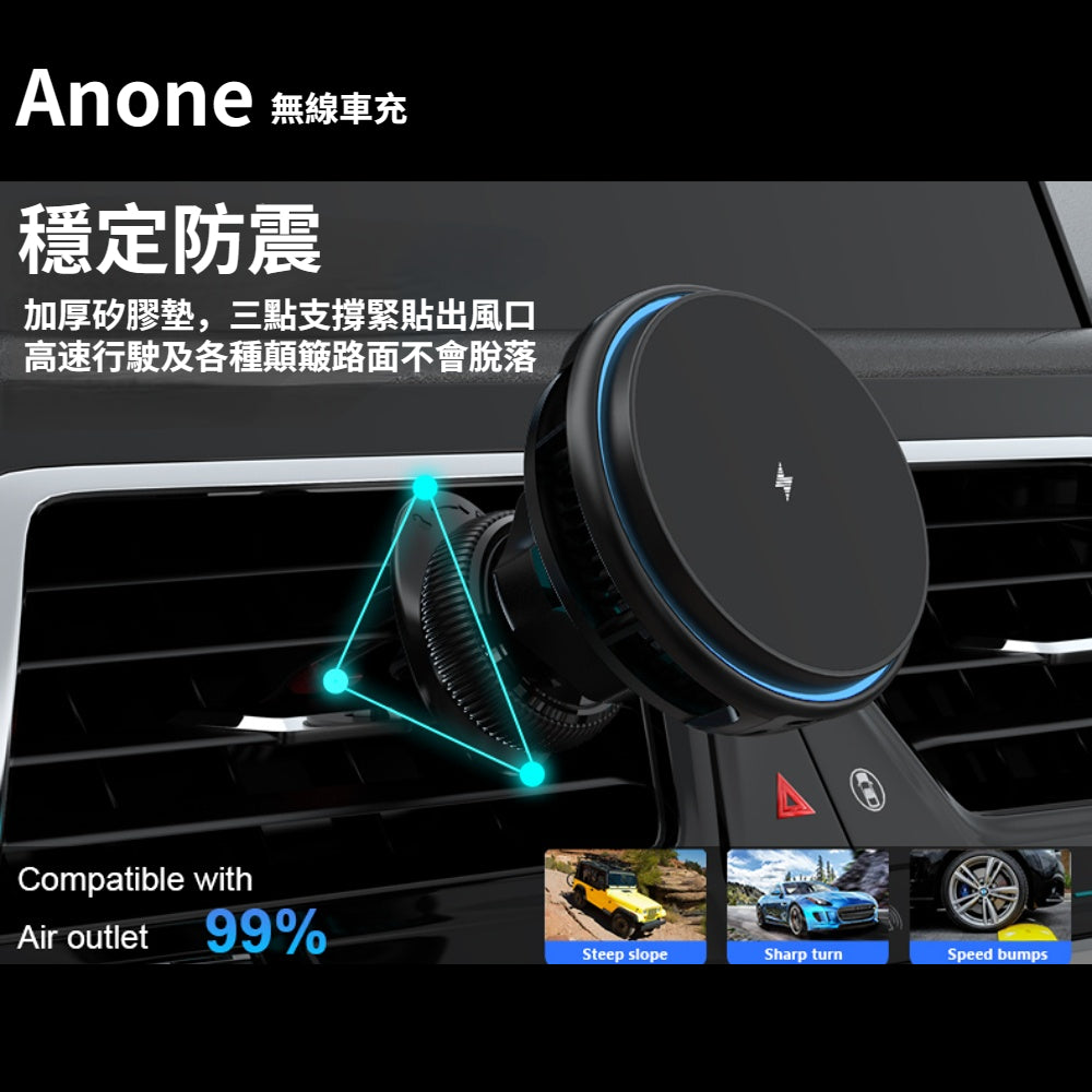 ⚡製冷車用充⚡15W 車用磁吸 TW現貨 車用冰寒極 車用手機架 Magsafe磁吸 RGB無線充電器