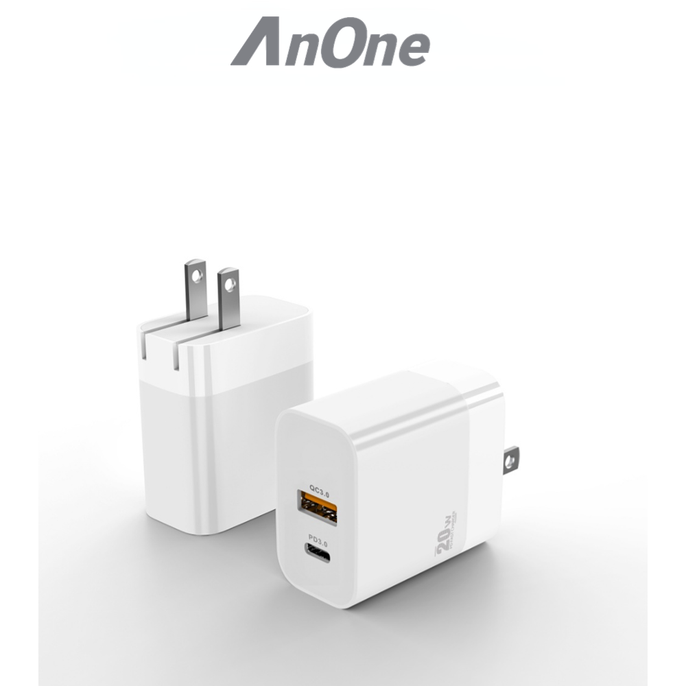 Anone 20w豆腐頭 雙孔 Type-C PD充電頭 蘋果充電頭